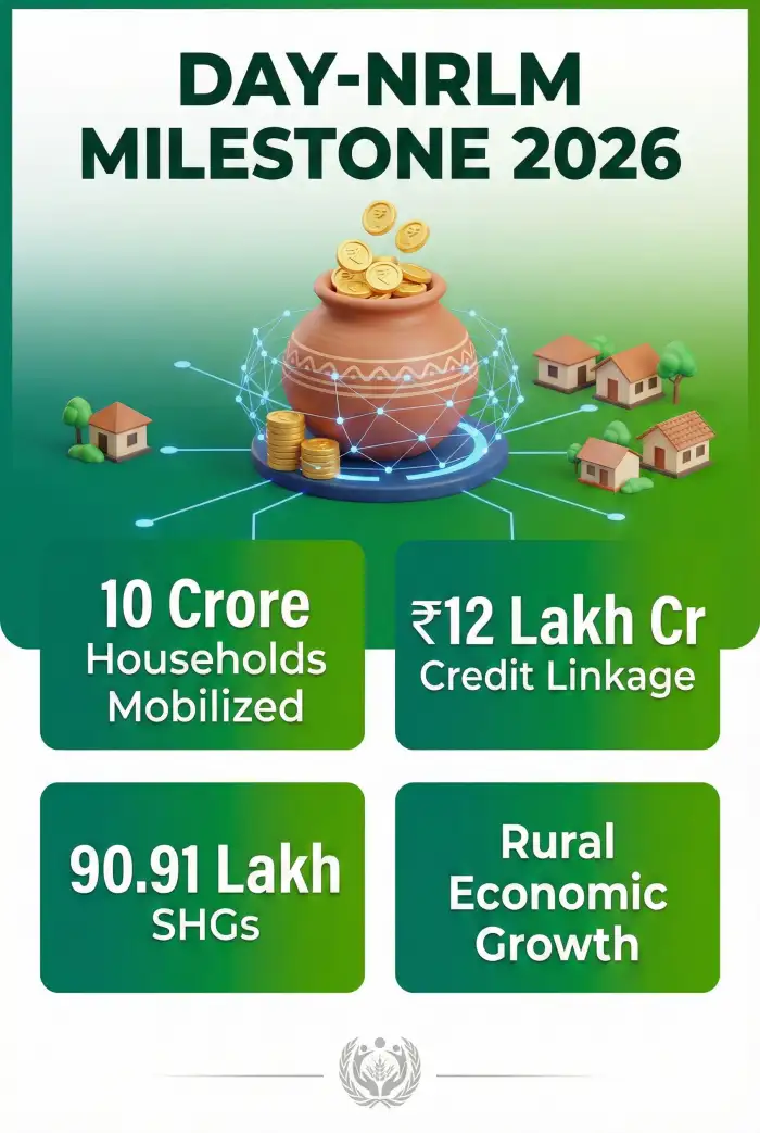 DAY-NRLM Milestone 2026: 10 Crore Households Mobilized & ₹12 Lakh Crore Credit Linkage Achieved - Image 1