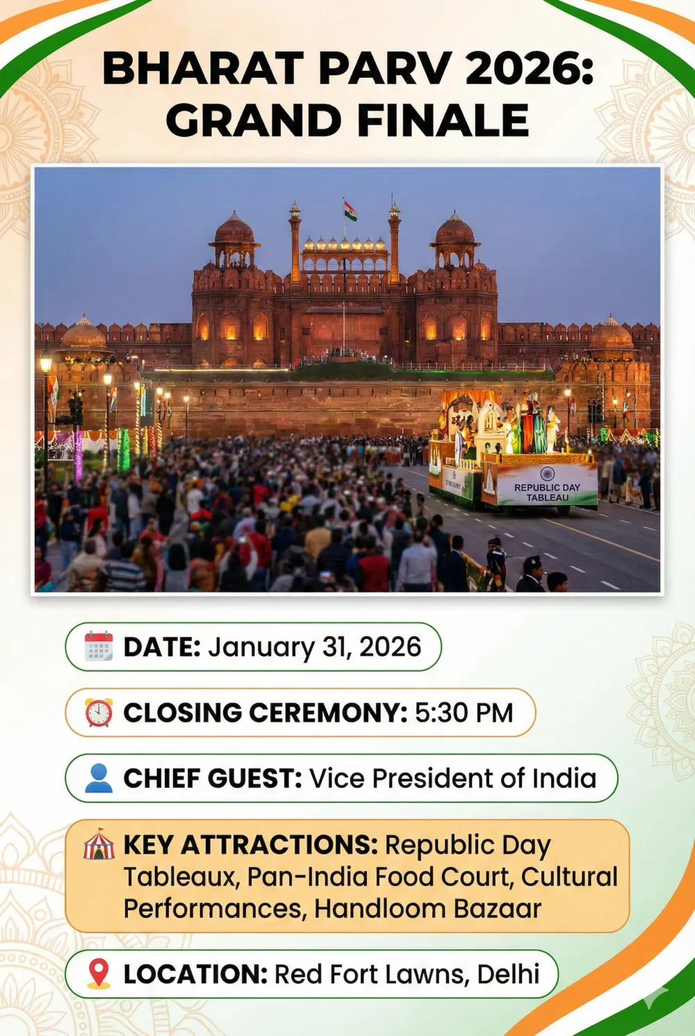 Grand Finale of Bharat Parv 2026: Vice President to Officiate Closing Ceremony at Red Fort Today - Image 1