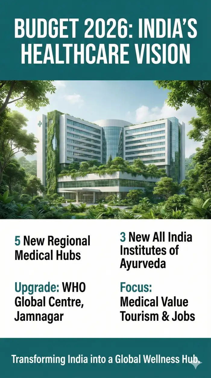 Union Budget 2026: India Launches 5 Regional Medical Hubs & 3 New Ayurveda Institutes - Image 1